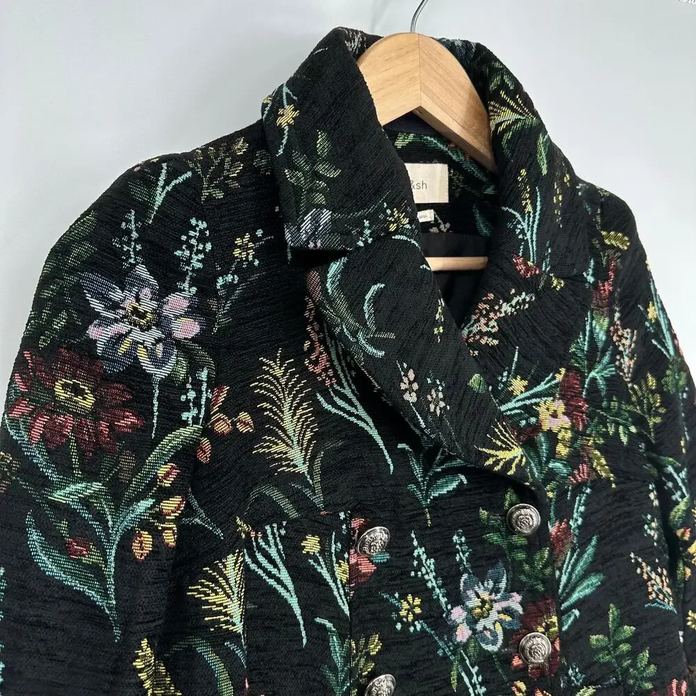 Ba&sh Wylie Floral Tapestry Coat Double Breasted Jacquard Brocade Jacket, XS - Picture 9 of 16